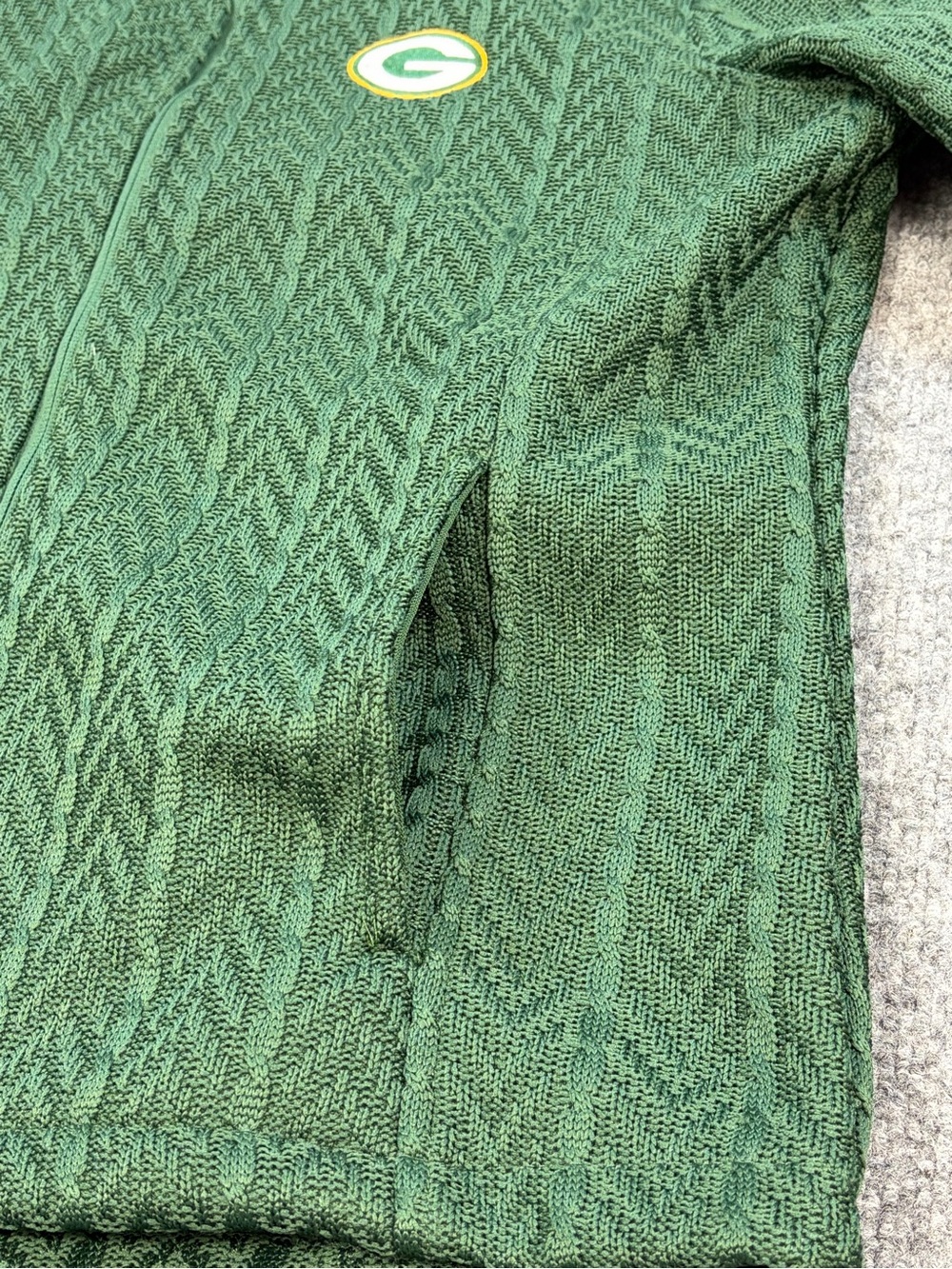 NFL Green Bay Packers Textured Full Zip Pockets Jacket Womens L Fleece Mock Neck - Picture 4 of 13